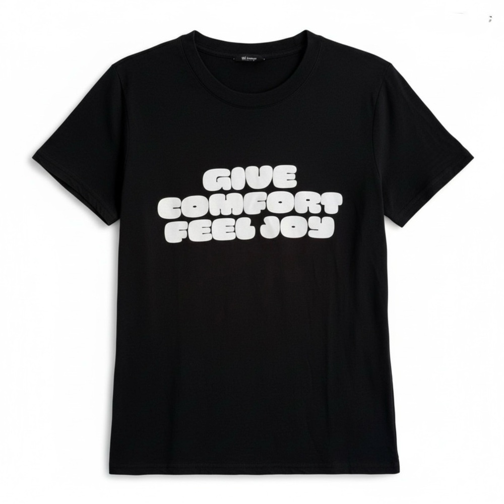 Allbirds Black Cotton T-Shirt “Give Comfort Feel Joy” Graphic Tee Size Medium